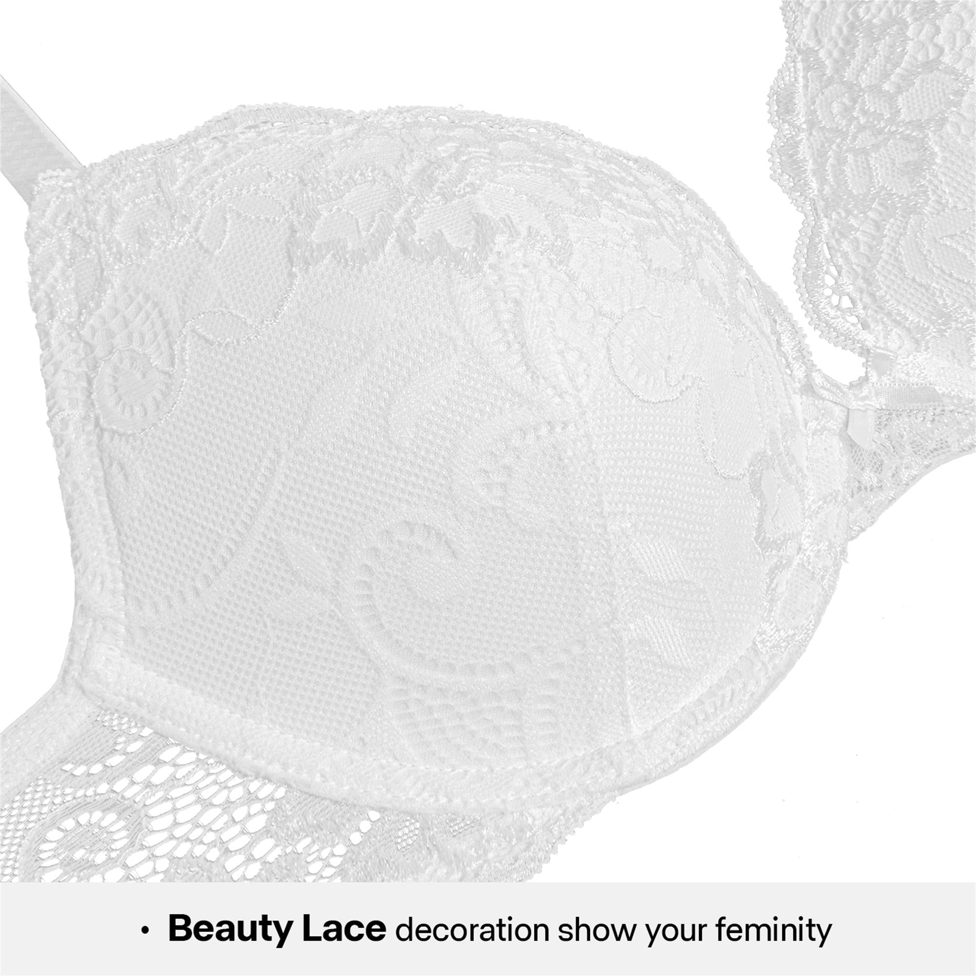 Wingslove Women's Push Up Sexy Lace Padded Plunge Underwire Lift Up Bras Add 1 Cup Boost Brassiere,Ivory 40D