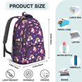 thumbnail image 5 of Unicorn and Heart Purple Pattern Backpack for School, Cute School Bag with Adjustable Shoulder Straps and Padded Back, 16.9"x12.6"x5.9", 5 of 5