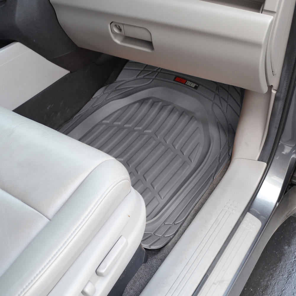 Motor Trend FlexTough 3D Car Rubber Floor Mats Deep Dish Heavy Duty Rubber  for Car SUV Truck  Van All Weather Protection (Gray)