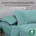 thumbnail image 4 of California Design Den Standard Pillow Cases Set Of 2 - 400 Thread Count, 100% Cotton Sateen, Breathable, Soft, Designed for Queen and Standard Pillows - Teal, 4 of 10