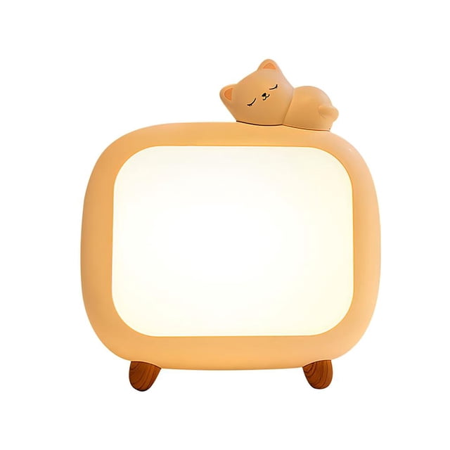 Luz De Noche Led Gatito Lindo Niños Lámpara De Dormir Mesa Luz De Noche 2400 Mah Batería Control Remoto Natural / Blanco / Luz Blanca Cálida Lámpara De Noche Encantadora Para Dormitorio Sala Methold HA021608-00