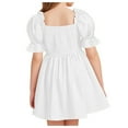 thumbnail image 5 of Kovlvoll Girls Summer Ruffle Short Sleeve Dresses Child Girl Pleated Solid Color Loose Casual Dresses 2-13 Years, 5 of 6