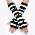 thumbnail image 3 of Fingerless Gloves for Women Soft With Bow Knitted Cold Weather Warm Cotton Fall Fashion Must Have Womens Mittens White, 3 of 4