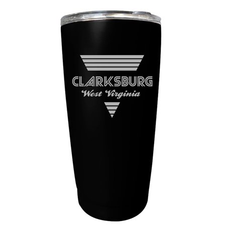 

Clarksburg West Virginia Souvenir 16 oz Black Stainless Steel Tumbler Retro Design