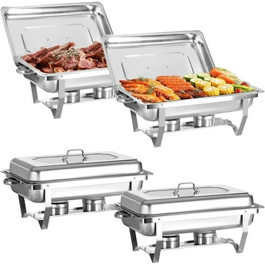 Jacgood 2 Pack Chafing Dish Buffet Set, 8QT Stainless Steel Foldable Catering Food Warmer W Full Size Food Pan