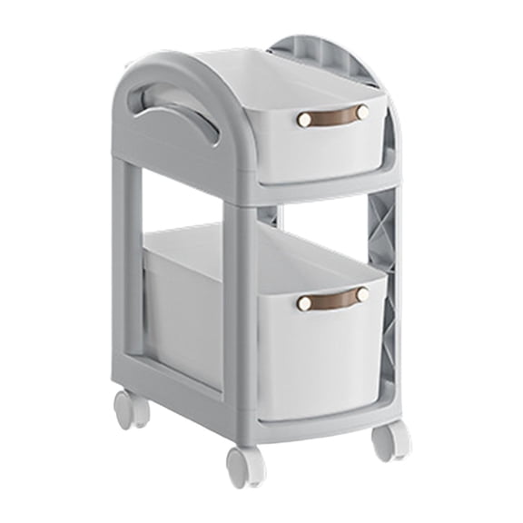 Pitycbo Rolling Cart on Wheels Organizer Trolley Large Capacity Multifunctional Kitchen 2 Layer Gray