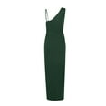 thumbnail image 6 of ZQUUVOU Womens One Shoulder Long Formal Dress Summer Sleeveless Bodycon Ruched Wrap Split Cocktail Dresses Green, 6 of 7