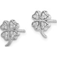 thumbnail image 2 of Sterling Silver Rhodium-Plated Polished Cz 4 Clover Post Earrings (10 X 7) Made In China qe11843, 2 of 5