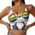 thumbnail image 2 of Picia Panda with Sun glasses Sports Bra for Women,Padded Strappy Sports Bras Medium Support Yoga Bra with Removable Cups,Running Yoga Bra-Large, 2 of 9