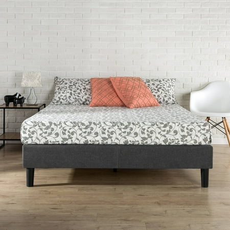 8 Straight Slat Design Zinus Curtis Essential Upholstered Platform Bed with Wood Slat Support, Multiple Sizes ()