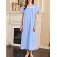 thumbnail image 3 of Ekouaer Nightgown for Women Cotton Long Night Gown Short Sleeve Nightdress with Pockets Button Sleepshirt Soft Sleepwear, 3 of 6