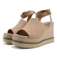 thumbnail image 4 of Soda Women Espadrille Wedge High Heels Sandals Open Peep Toe Platform Ankle Strap STELLA-S Pink Mauve 9, 4 of 5