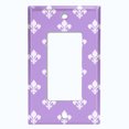 thumbnail image 2 of Metal Light Switch Plate Outlet Cover (Fleur De Lis Purple Pastel Pattern - Single Rocker), 2 of 2