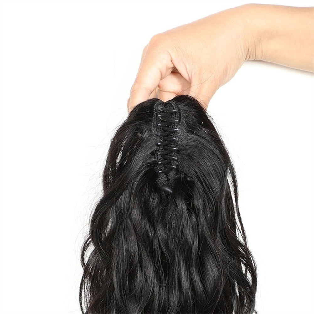8-28 Inch Body Wave Ponytail Hairpiece Human Hair Claw Clip Ponytail Natural Black Brazilian Remy Hair Clip In Wave Curly Hair Extensions for Women