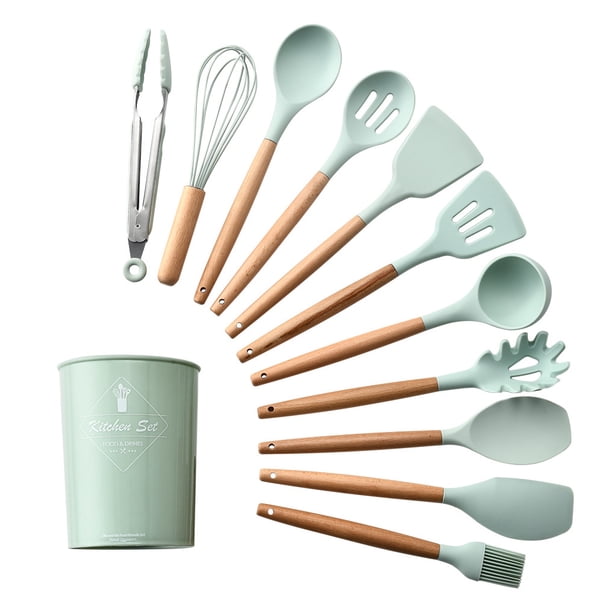 Paquete de 11 Cocinar utensilios de cocina Espátula ANTRILLA DE COCINA DE COCALE DE CALÓN RABLE PROFESIONANTE SOBRE SOBRE SOPABLE TURENER CON CAJA DE ALMACENAMIENTO VERDAD kenally HA010121-01B
