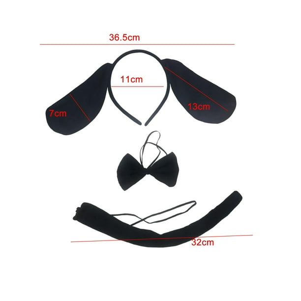 3 Pieces Dog Ears Headband Bow Tie Dog Tail Kids Teens Adults Dog Costume Set Black Walmart