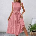 thumbnail image 2 of Elegant Formal Dresses for Women Flowy Summer Dresses Wedding Guest Belted A-Line Ruffle Dresses Tiered Ruffle Formal Boho Sleeveless Sundress, 2 of 6