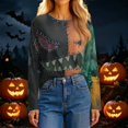 thumbnail image 6 of Trgacdwlo Halloween Sweatshirts for Women Vintage Ghost Pattern Long Sleeve Women's Tunics Spooky Season Fall Pullover Shirts, 6 of 8
