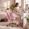 thumbnail image 2 of Homall Home Office Chair Adjustable Vanity Chairs Mid Back Rolling Task Chairs for Bedroom, Living Room or Study, Pink, 2 of 7