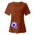 thumbnail image 3 of Women's Vintage And Linen Print Short Sleeved Loose Casual T Shirt Top Graphic T Shirts for Women Workout Clothes Women Women's T Shirt Work Shirts Women Summer Womens Long Sleeve Athletic Shirt, 3 of 4