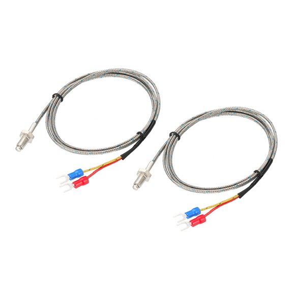 Temperature Sensor 2pcs M6 Screw Temperature Probe Thermocouple J Type 5ft 0 to 750C(32 to 1382F)