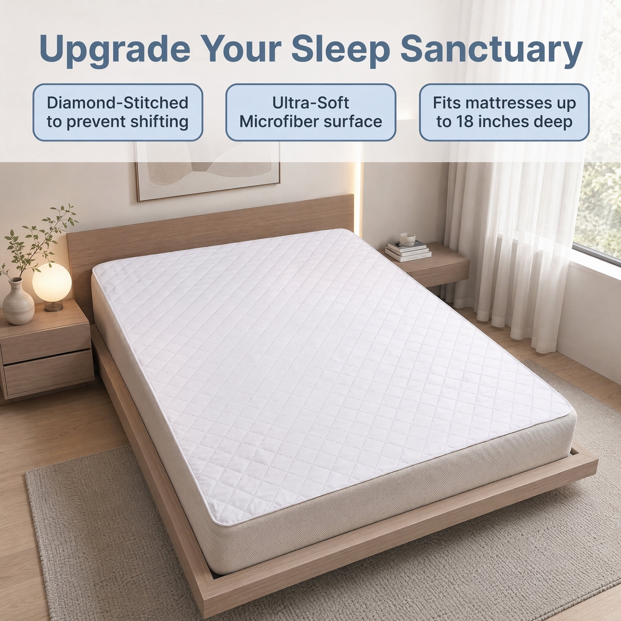 Unique Bargains Microfiber Bed Sheet Mattress Protector Textured Bedding White 39"x75"