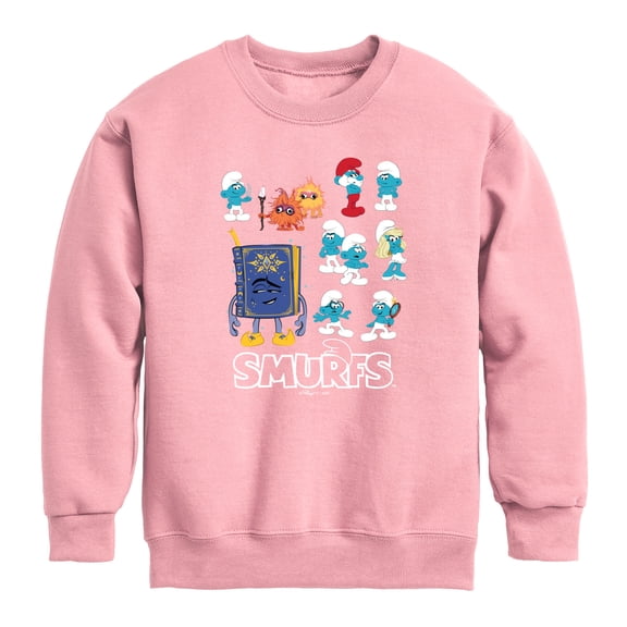Smurfs- Smurf Grid - Youth Boys Crew Fleece Sweatshirt