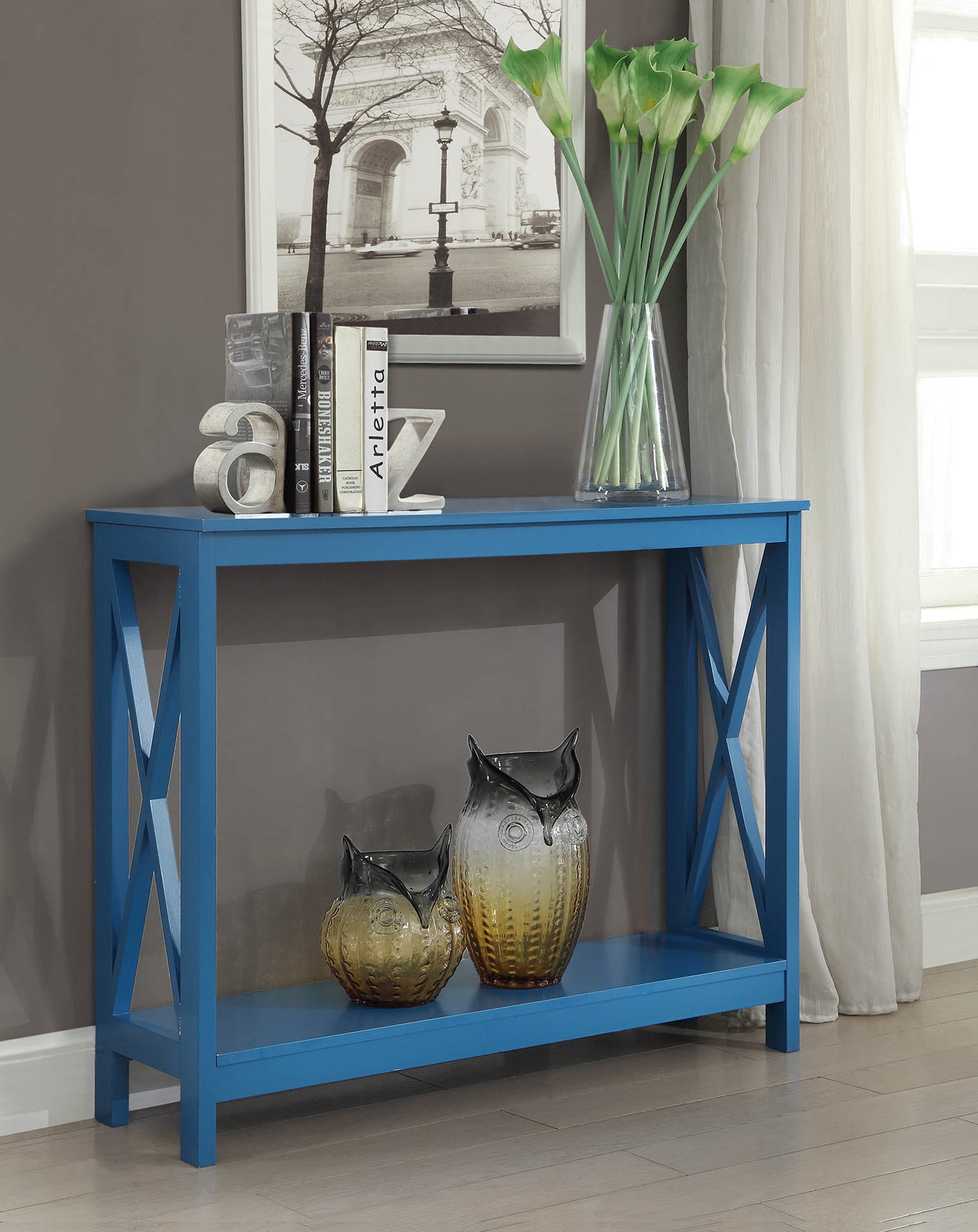 Breighton Home Xavier Console Table with Shelf: Coastal Style, Space-Saving Design, MDF Craftsmanship