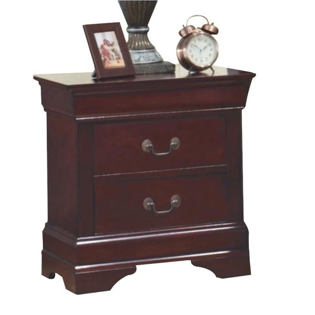 Coaster Louis Philippe Table de Chevet Rectangulaire en Bois 2 Tiroirs en Brun Rouge