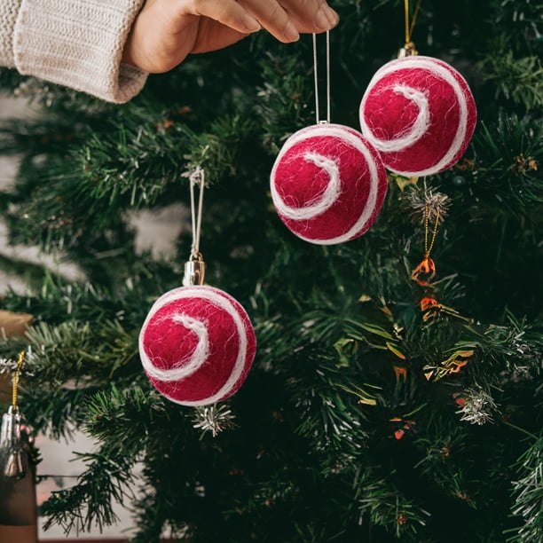 Adornos navideños: Bolas de fieltro de lana de colores de 3 cm para manualidades. Material para colgar adornos en el árbol de Navidad. Guirnalda navideña.