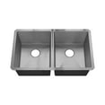 thumbnail image 3 of Sinber 32" Undermount 18 Gauge Double Bowl Satin Finish 304 Stainless Steel Kitchen Sink, 3 of 14