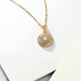 thumbnail image 4 of Gem Stone King 0.26 Cttw Round Sky Blue Aquamarine White Diamond Yellow Plated Pendant with Chain, 4 of 4