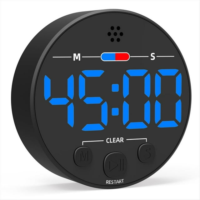 Temporizador Digital Visual con Pantalla LED: Ideal para Cocina, Aula, Productividad y Niños. Magnético, Alarma Azul.