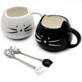 thumbnail image 1 of Juego de 2 tazas de café Koolkatkoo Cute Cat Ceramic de 350 ml, color negro y blanco, 1 of 6