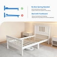 thumbnail image 4 of edx Twin Bed with Headboard, Solid Wood Platform Bed, Twin Size Bed Frame with Sturdy Wood Slats Support, White - No Box Spring Required, 4 of 7