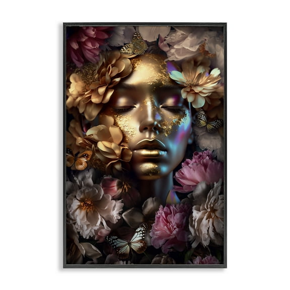 Stupell Industries Lavish Floral Face Plants & Flowers Painting Black Framed Art Print Wall Art, 12 x 18