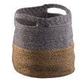 thumbnail image 2 of Braided Cotton and Jute Basket with Cutout Handles,Set of 2, Blue and Brown- Saltoro Sherpi, 2 of 5