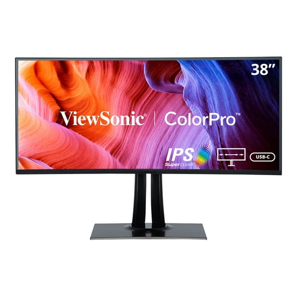 ViewSonic ColorPro VP3881a - LED monitor with KVM switch - curved - 1 ports - 38" (37.5" viewable) - 3840 x 1600 WQHD+ @ 60 Hz - IPS - 300 cd/m�� - 1000:1 - HDR10 - 5 ms - 2xHDMI, DisplayPort, USB-C - speakers