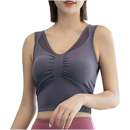 

Sports Bra for Womens Longline Padded Crop Tank Yoga Bras V Neck Breathable Wicking Workout Fitness Tops Underwear Ladies Clothes
