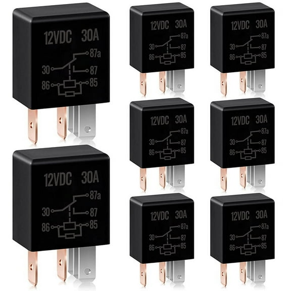 5 Pin Relay 12V 30A Relay Multi Automotive Relay Car Heavy Duty Relay for Car Motor Replacement Accessories ,8 PCS,8x Car Relay,Black