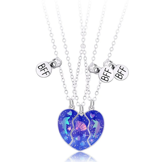 Collares para 3 Niñas Collares 3 Mejores Amigas Collar de Amistad para 3 Collares BFF a Juego Collares Mejores Amigos para Siempre