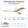 thumbnail image 4 of 52" Ceiling Fan with Lights Remote Control, Solid Wood Blades Downrod Mount, Quiet DC Motor 6 Speeds Reversible for Living Room Bedroom, White+Natural, 4 of 10