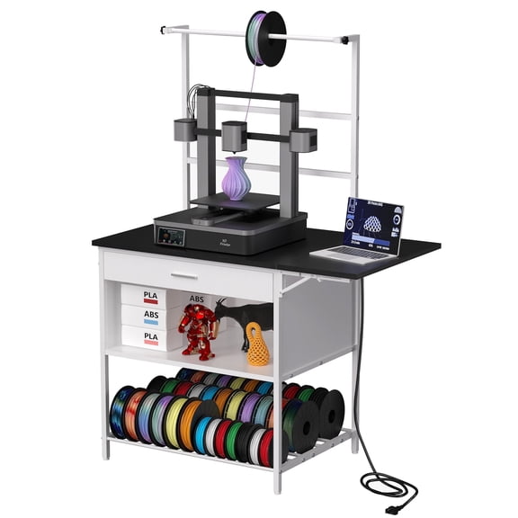 YOHKOH 3D Printer Stand with Filament Storage, Heavy Duty Table for PLA ABS PETG, 41.3"W x 23.6"D x 58.1"H