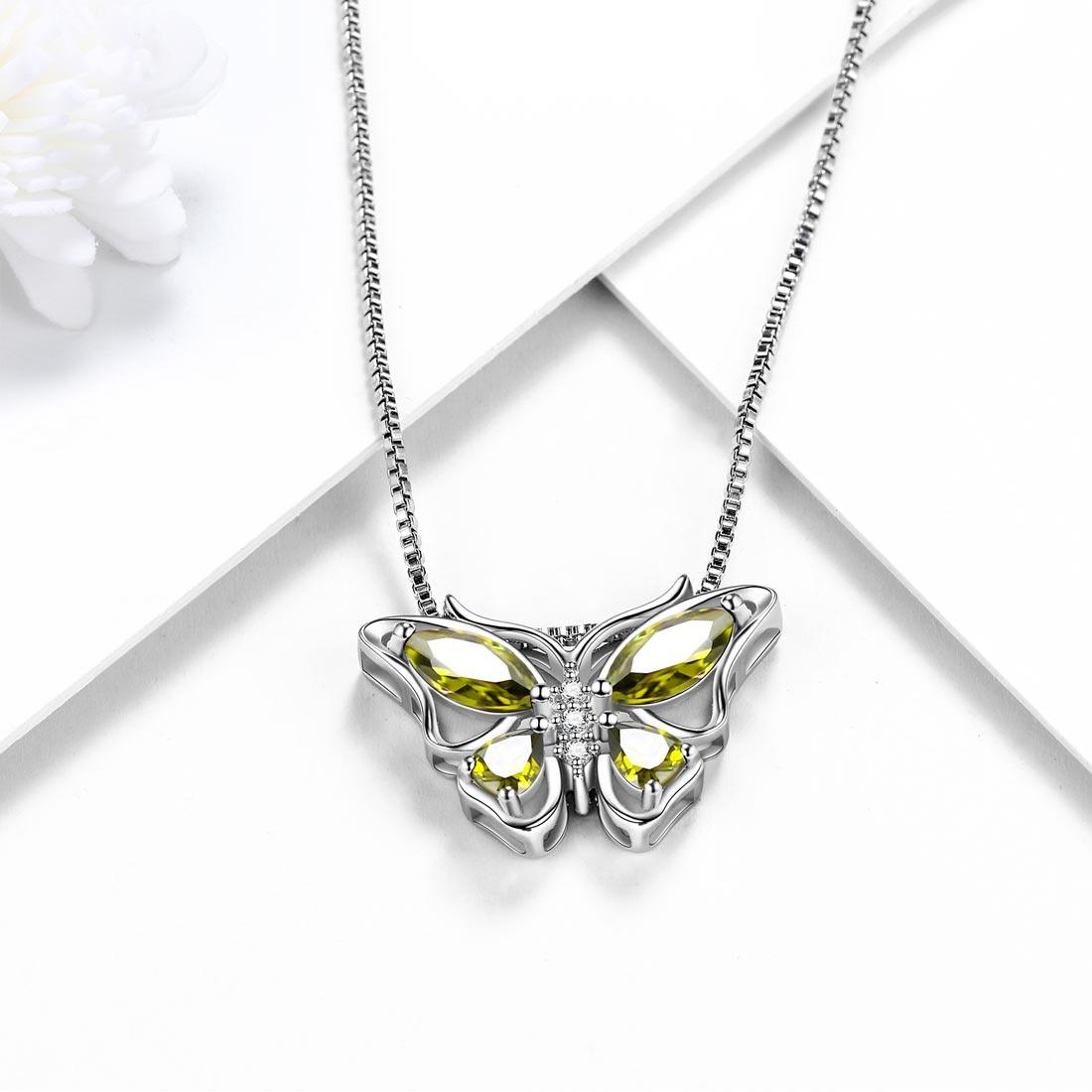 Juwaliy August Birthstone Butterfly Necklace in Sterling Silver photo 8