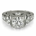 thumbnail image 4 of HeartsAndYou 2.3ct Round Cut Moissanite Milgrain Vintage Inspired Engagement Ring for Women 18k White Gold over Silver Stylish, 4 of 6