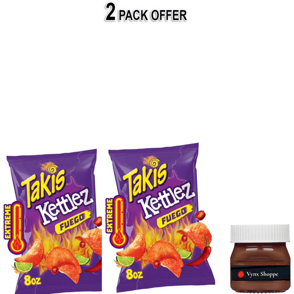 Takis Fuego Kettlez 8 oz Sharing Size Bag, Hot Chili Pepper & Lime Kettle-Cooked Potato Chips