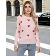 thumbnail image 4 of Heart Sweater for Women Valentine's Day Cute Heart Printed Lightweight Sweaters Casual Creneck Pullover Shermie, 4 of 10