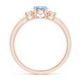 thumbnail image 2 of ANGARA Natural Classic Aquamarine and Diamond Three Stone Engagement Ring in 14K Rose Gold for Women (Size-5mm) | March Birthstone, Anniversary, Jewelry Gift for Women | Natural Aquamarine Ring, 2 of 12