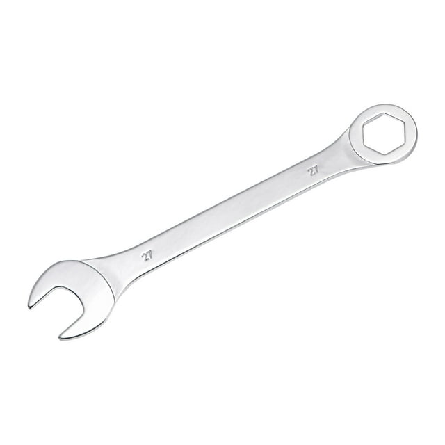 Llave combinada delgada Uxcell de 6 puntos, acero de alto carbono cromado espejo métrico, 27mm