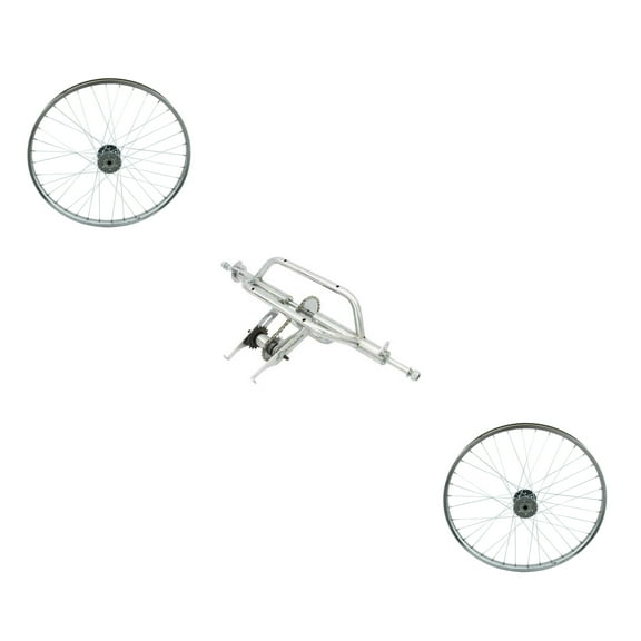 Chrome Trike Conversion Kit for 26 inch Bicycle. Comes with Two 26 inch Hollow-Hub Steel Wheel 36 Spoke. Tricycle, Trike, three-wheel bike conversion kit